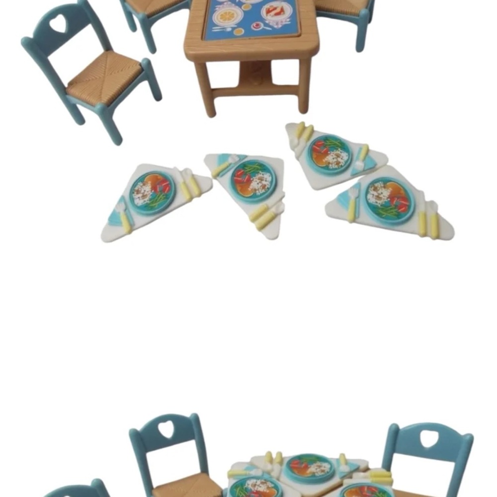 Miniature Dining Set with Blue Chairs